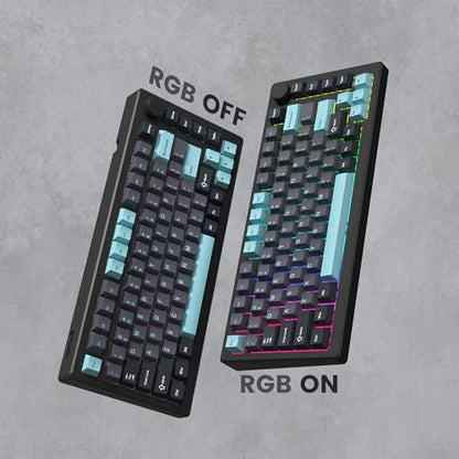 dagaladoo Double Shot PBT keycaps Set, Cherry Profile Keyboard Keycaps | Retro key caps full size,Custom keycaps for 60% 65% 75% 100% Cherry-MX switch Mechanical Keyboard(Grey/Blue) - color: Dark Grey/Blue