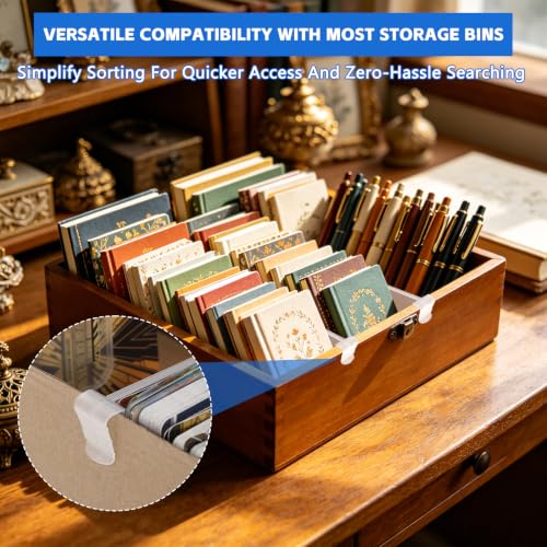 30 Pcs Card Box Dividers, PP Trading Card Dividers Clip, Adjustable Plastic Dividers for Storage Boxes, Storage Separator Clips the Cardboard Side Wall for Baseball MTG TCG Sports Cards Organizer
