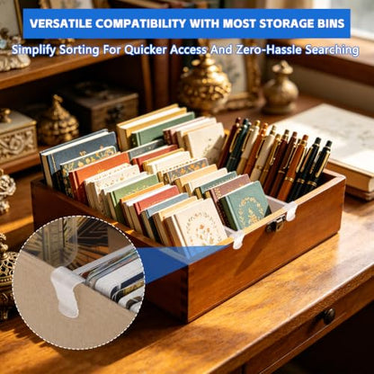 30 Pcs Card Box Dividers, PP Trading Card Dividers Clip, Adjustable Plastic Dividers for Storage Boxes, Storage Separator Clips the Cardboard Side Wall for Baseball MTG TCG Sports Cards Organizer