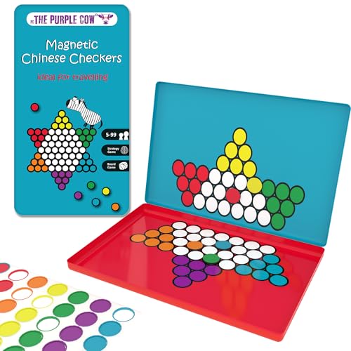 The Purple Cow- Magnetic, Lightweight, Travel Size Chinese Checkers Board Game for Kids and Adults. Classic Game with a Modern Twist. - color: Chinese Checkers