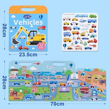 ASTARON 5 Pack Reusable 3D Puffy Sticker Books for Kids 3-6, Jelly Sticker Game Educational Sensory Learning Toy, Travel Toys and Busy Book(Vehicle Dino Animal Ocean Space) - style: Vehicle Dino Animal Ocean Space