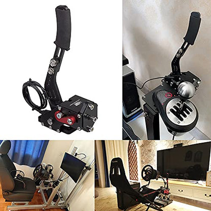 CNRAQR PC Racing Game USB Handbrake for 16Bit SIM for Racing Games, Compatible with G27 G29 G920 G923 T500 T300 Simulate Linear Handbrake（With Fixing Clip and Plate - color: Black