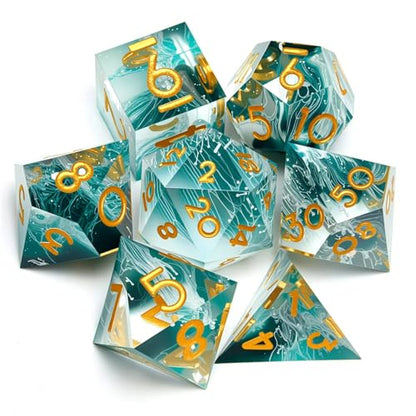 Resin dice Set, Dungeons and Dragons polyhedral DND dice Set, Suitable for Role-Playing Game RPG Explorer Magic: the Gathering Pioneer Game DND dice Set (7 Pieces) - color: Lance