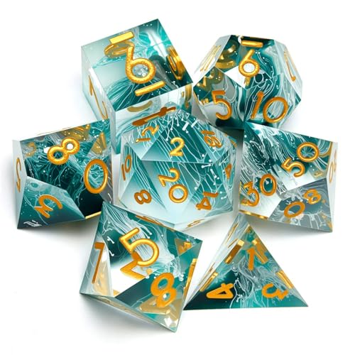 Resin dice Set, Dungeons and Dragons polyhedral DND dice Set, Suitable for Role-Playing Game RPG Explorer Magic: the Gathering Pioneer Game DND dice Set (7 Pieces) - color: Lance