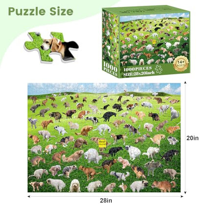 1000 Pieces Puzzles for Adults, Pooping Puppies Puzzle, Dogs Jigsaw Puzzles 1000 Pieces, Funny Gifts for Dog Lovers Friends, Perfect White Elephant Gag Gift, Dog Puzzle as Funny Home Party Decorations - style: Pooping Puppies