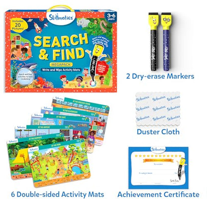 Skillmatics Search and Find Megapack Educational Game - Reusable Preschool Learning Activities, Perfect for Toddlers & Kids Who Love Toys, Art & Crafts, Builds Vocabulary, Gifts for Ages 3, 4, 5, 6 - style: 7. Search & Find Megapack