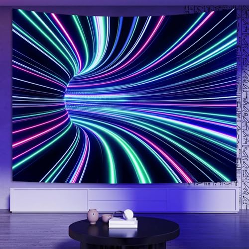 Extra Large Blacklight 3D Wall Decor Tapestry for Gamer Bedroom Gaming Room 71"X90", 3D Illusion Glow in The Dark Wall Hanging Backdrop for Men Guys Game Room Cinema, UV Reactive 3D Poster for Living - color: V-Blacklight 3D Tapestry, size: 90"L x 71"W