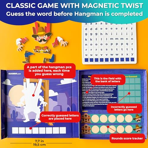 Magnetic Puzzles for Toddlers 3-5 - Kids Travel Toys for Boys and Girls | Magnet Hangman Game Kids Ages 4-8 - Travel, Road Trip, Plane, Car Ride - Magnetic Toddler Travel Toys - color: Hangman