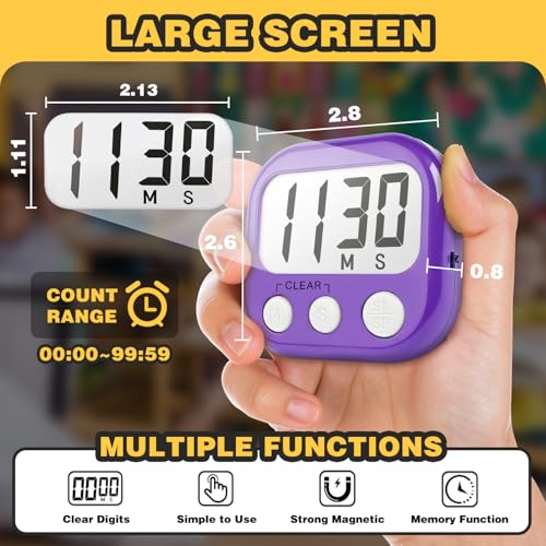 Classroom Timers for Teachers Kids Large Magnetic Digital Timer Teacher Supplies 2 Pack-Orange Purple - color: Orange Purple