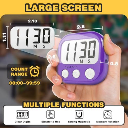 Classroom Timers for Teachers Kids Large Magnetic Digital Timer Teacher Supplies 2 Pack-Orange Purple - color: Orange Purple