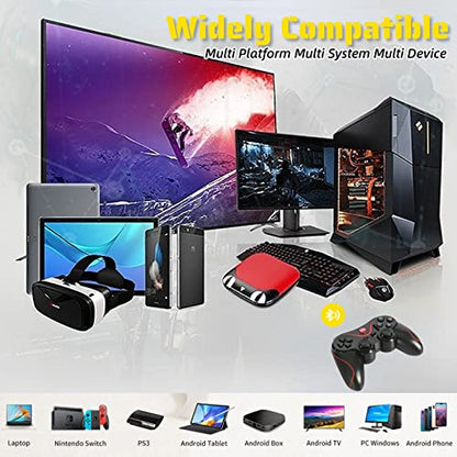 Yoidesu X3 Gaming Controller for Android for IOS Mobile Phone TV Computer CP VR, Dual Vibration Wired BT Game Remote Gamepad Joystick with Built in 400mAh Rechargeable Battery