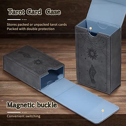 Coume PU Leather Tarot Cards Case Moon Design Playing Cards Holder Tarot Deck Protective Case for Most Standard Size Playing Gothic Oracle(Sun Style) - style: Sun Style
