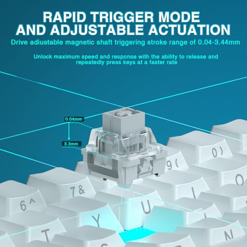 Aula WIN60 HE - 60% Mechanical Gaming Keyboard Wired, Hall Effect Magnetic Switch Hot Swappable, Adjustable Actuation RT Mode, 8000 Hz Polling Rate, RGB Keyboard 60 Percent Compact Design for PC - color: White