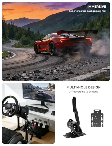 Desk/Chair Mount Bracket Plate for Racing Shifter, SIM Racing Game G25/27/29 T500 Windows 14 Bit Pc Usb Game Compatible with USB Handbrake,Logitech Driving Force Shifter,Thrustmaster TH8A Shifter & SIM Racing Games,Simagic DS-8x Sim/Fanatec ClubSport Raci