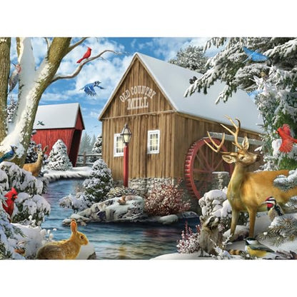Bits and Pieces Jigsaw Puzzles for Adults 300 Pieces - Winter Wilderness 2 | 18" x 24" Jigsaw Puzzle 300 Pieces - Log Cabin Snow Winter Puzzle - Recycled Cardboard - Bright Colors - No False Fits - size: 300 Piece Puzzle