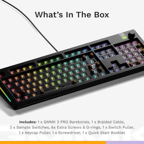 GLORIOUS Gaming - GMMK 3 PRO Barebones Custom Keyboard Kit w/Knob, Custom Modular Aluminum Body & Gasket System, Hotswappable 100% Keyboard, Sound Dampening Foam, Aluminum Switch Plate ANSI (Black) - color: Black, size: Full Size, style: GMMK 3 Pro