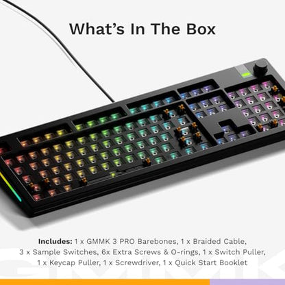 GLORIOUS Gaming - GMMK 3 PRO Barebones Custom Keyboard Kit w/Knob, Custom Modular Aluminum Body & Gasket System, Hotswappable 100% Keyboard, Sound Dampening Foam, Aluminum Switch Plate ANSI (Black) - color: Black, size: Full Size, style: GMMK 3 Pro
