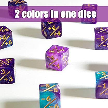 Sumind 48 Pcs Counter Dice -1/+1 Counters Ability Keyword Counters Buff Tokens 6 Sided Dice Gifts Compatible with CCG TCG Cards Gaming Accessory (Trendy Style) - style: Trendy Style
