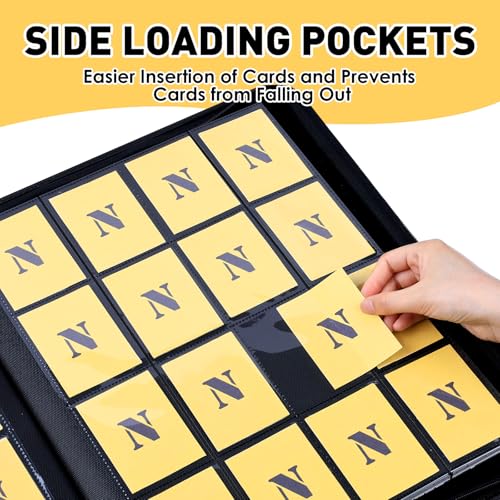 16 Pocket Card Binder,1280 Pockets Ringless Trading Card Binder,Premium Zipper Card Album Folder for TCG,MTG,Game&Sports Cards(BLACK)