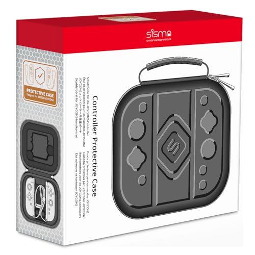 sisma Carry Case Compatible with Nintendo Switch 2 Joy-Con & Straps, Buttons & Joysticks Full Protection, Hard Shell Joycon Compact Pouch Travel Storage Case, Black - color: Black - Fits Joy-Con 2 & Straps