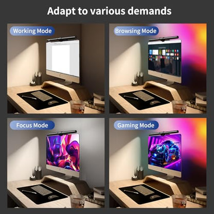 RGB Monitor Light Bar, 16.54'' USB LED Desk Lamp,Home Office Gaming | No Glare Eye-Care Dual Light Reading Screen Lamp,Ra95 Computer Lamp Work with Alexa and Google Assistant - style: RGB Backlight