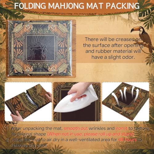 Drydiet Mahjong Mat for Table 31.5 x 31.5 Inch American Mahjong Mat with Carrying Bag, Non-Slip Noise Reduction Table Item for Family Poker Domino Board Game Night & Party Use(Tiger) - style: Tiger