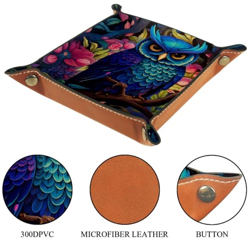 Owls and Flowers Dice Tray PU Leather Dice Rolling Tray Folding Dice Holder for Dice Games, Like RPG, DND and Other Table Games - color: Multi 9