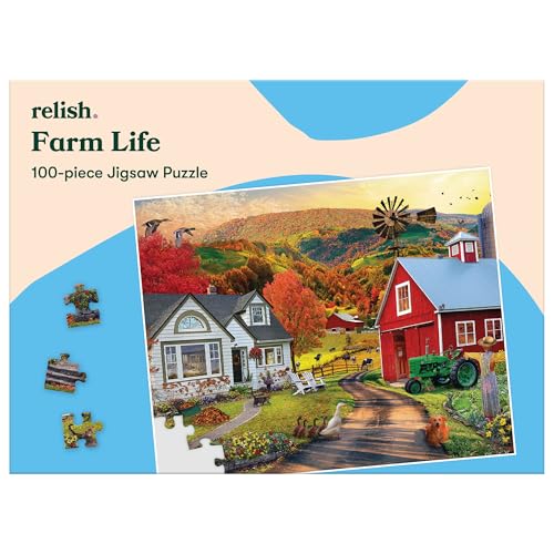Relish - Dementia Jigsaw Puzzle for Adults, 100 Piece Farm Life Puzzle - Activities for Seniors with Alzheimer's - style: Farm Life