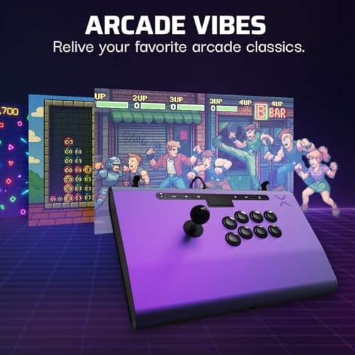 Victrix Pro FS Fight Stick Arcade Controller for PlayStation, PS5, PS4, PC | Esports, Tournament-Grade, 9 Sanwa Denshi Buttons, Aluminum Body, Detachable Joystick, Lockable Control Bar, Purple - color: Purple