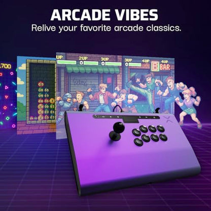 Victrix Pro FS Fight Stick Arcade Controller for PlayStation, PS5, PS4, PC | Esports, Tournament-Grade, 9 Sanwa Denshi Buttons, Aluminum Body, Detachable Joystick, Lockable Control Bar, Purple - color: Purple