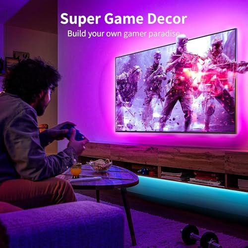 KSIPZE LED Lights for TV, 16.5ft TV led Backlight for 45-75 Inch TVs RGB TV Backlight Behind Music Sync Smart APP & Button Control TV LED Strip Lights USB Powered for Bedroom/Gaming | RGB TV Backlight Behind Music Sync Smart APP & Button Control TV LED St