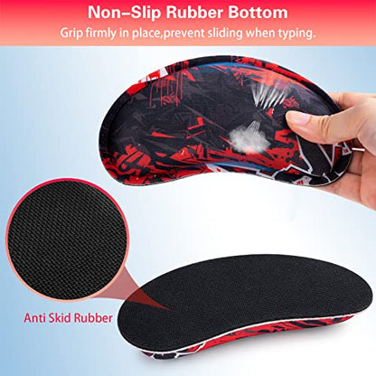Mouse Wrist Rest, Canjoy 2 Pack Wrist Rest for Mouse Memory Foam Wrist Pad | Soft Fabric Mouse Wrist Rest Pad Support Cushion with Anti-Skid Rubber Base,Ergonomic Pain Relief Mouse Hand Rest - color: Black Red
