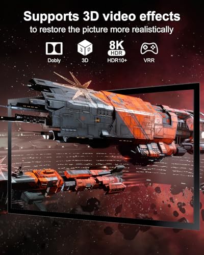 HDMI Switcher 4 in 1 Out - 4 Port 8K HDMI 2.1 Switch with Remote, Supports 8K@60Hz, 4K@120Hz, HDR10+, VRR, 3D, HDCP2.3 – Compatible with PS5, Xbox, Fire Stick, Projector, Monitor HDMI Splitter