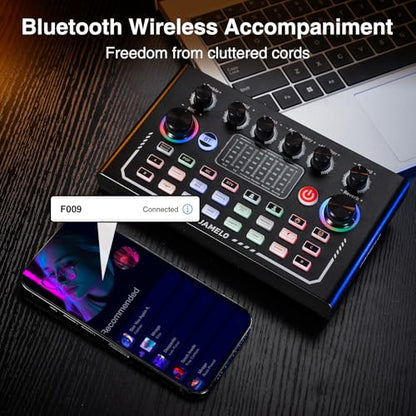 Podcast Equipment Bundle, Studio Equipment Kit with Voice Changer, Condenser Microphone, Mic Arm, OTG, Audio Mixer Sound card for Phone/PC/Laptop, Perfect for Recording Broadcast Streaming Gaming - size: Square Microphone Podcast Bundle