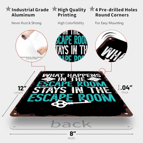 Escape Game Solving Metal Sign 8x12 Inch, Funny Aluminum Wall Decor, for Home, Office, Bedroom, Living Room, Kitchen, Garage, Wall Decoration