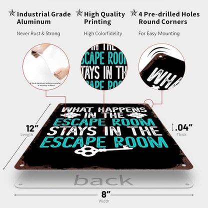 Escape Game Solving Metal Sign 8x12 Inch, Funny Aluminum Wall Decor, for Home, Office, Bedroom, Living Room, Kitchen, Garage, Wall Decoration