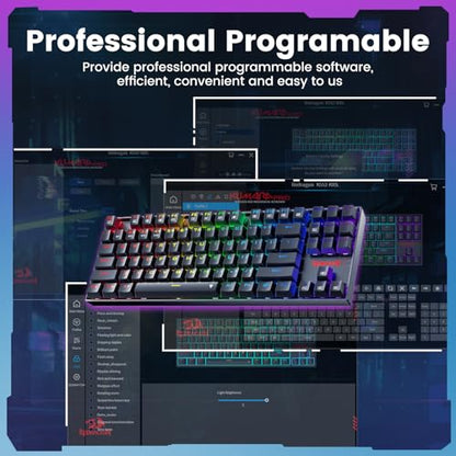 Redragon Wireless Gaming Keyboard, BT/2.4Ghz Tri-Mode Mechanical Keyboard, buit-in Battery, Programmable 87 Keys TKL, LED Rainbow Backlit - K552-KRS - color: Deep Blue