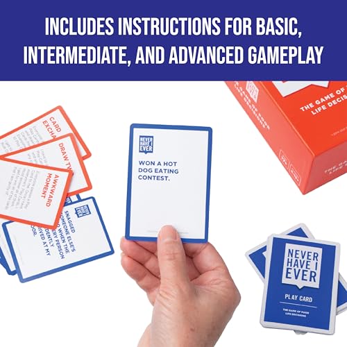 Never Have I Ever Card Game - Party Game of Poor Life Decisions - Ages 17 and Up – The Classic Viral Hilarious and Funny Icebreaker for Adults - 4-12 Players | Viral, Conversation Starter Cards; Adults ONLY; Uncover Secrets; Share Stories; Funny Icebreake