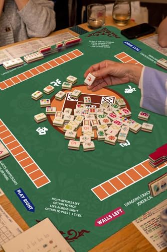 Mahjong Mat for Table, 31.5x31.5Inch American Mahjongg Table Mat (Green) | Anti-Wrinkle&Foldable Neoprene Mahjongg Travel Mat for Table with Learning Rule, Anti-Slip Noise Reduction Includes Carry Bag - color: Green
