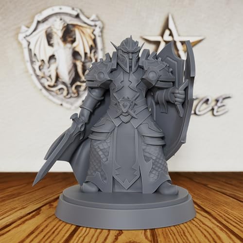 AUSPDICE Elf Paladin 28mm Unpainted Fantasy Miniature with Sword AS224 | Armored Elf Knight Figure with Sword and Shield for Dungeons and Dragons, TTRPGs, Fantasy Campaigns and Dungeon Masters