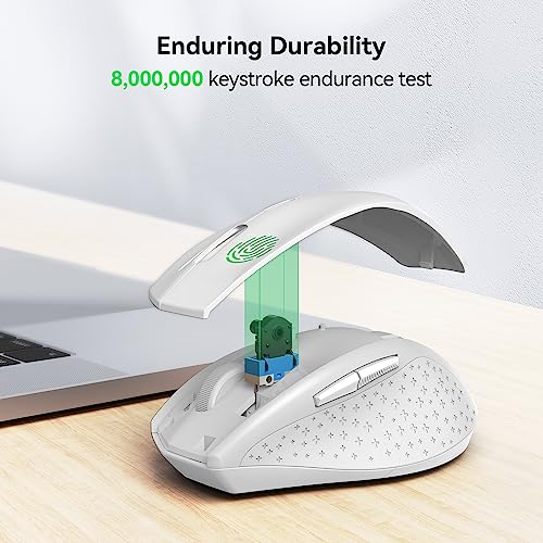 TECKNET 2.4G Wireless Mouse, 4800 DPI Ergonomic Computer Mouse, USB, White | Mouse for Laptop with USB Receiver, 6 Adjustable DPI, Quiet Click, 30-Month Battery, 6 Button, Portable for PC Chromebook Mac - color: White