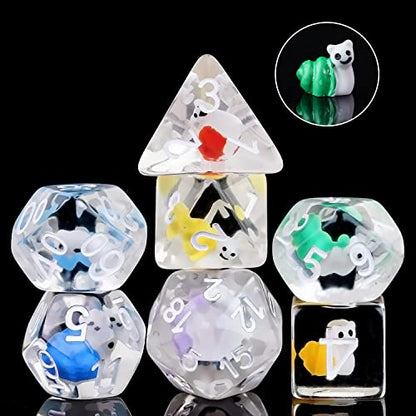 Cusdie 7-Die DND Dice, Polyhedral Dice Set Filled with Animal, for Role Playing Game D&D Dice (Colorful Snail) - color: Colorful Snail