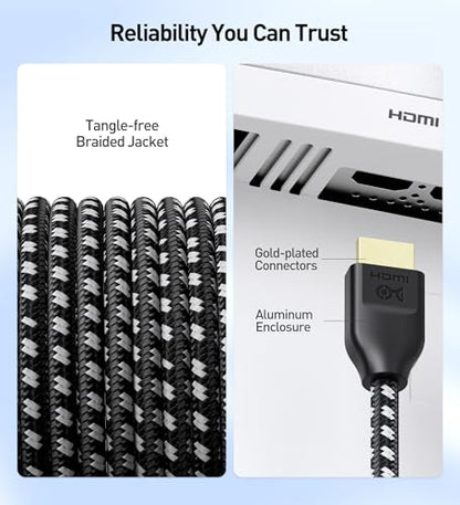 Cable Matters [Ultra High Speed HDMI Certified] 8K HDMI Cable, 6.6ft | 8K@60Hz, 4K@240Hz, Braided, 48Gbps, 2m, HDR, Black, Compatible with PS5, Xbox Series X/S, Apple TV