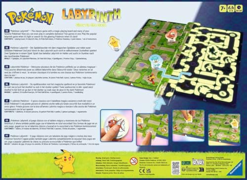 Ravensburger Pokémon Labyrinth Glow in the Dark - Sliding Fun with Your Favorite Pokémon - Playable in Light and Dark for 2-4 Players Ages 7 and Up - style: Pokémon Labyrinth Glow in the Dark