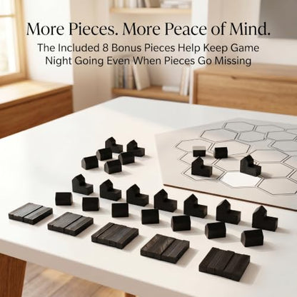 Replacement Pieces for Settlers of Catan – Roads, Settlements & Cities Set, Durable Game Tokens, Compatible with Catan Board Game Accessories, Game Pieces Plus Bonus Pieces (Black) - color: Black