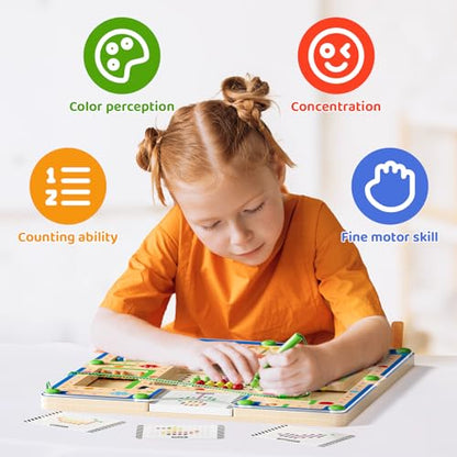 zhiwuzhu 2 in1 Magnetic Color and Number Maze,Wooden Montessori Preschool Learning Activities Toys,Toddler Travel Essentials Toys,3 4 5 Year Old Boy Girl Birthday Gift Toys - style: Intelligence