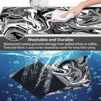 Canjoy Gaming Mouse Pad, Fluid Pattern Mouse Pad 31.5x15.7inch Large Extended Computer Mouse Mat Keyboard Full Desk Mousepad for Gaming, Office, Home - color: Black-Gray Fluid, size: 800*400mm