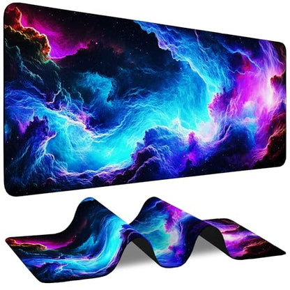 Mouse Pad for Gaming Neon Universe Nebula Big Gaming Mousepad Large Extended Mouse Mat Non-Slip Rubber Base Desk Pad with Stitched Edges for Office Gamer Home 35.4"X 15.7" - color: Boy Watching Wild Sunset