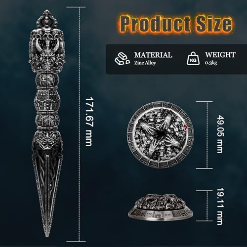 Unique Metal DND Wand dice Set with Bagua Stand, Seven as one, Roulette dice Rotator, Suitable for Role-Playing or Steampunk Themed Games with D20 D12 D10 D8 D6 D4 D00% Metal dice Set (Black) - color: Black