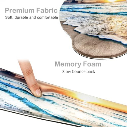 Ergonomic Mouse Pad with Wrist Rest and Keyboard Wrist Rest, Mousepad and Wrist Rest for Computer Keyboard, Pain Relief, Non-Slip Rubber Base, Mouse Pad with Wrist Support for Gaming, Office, Beach - color: Beach
